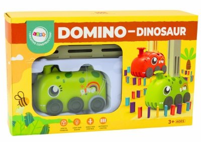 PROMO Auto zielony dinozaur na baterie układające domino 18695