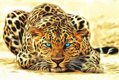 Diamentowa mozaika Leopard czający się 30x40cm 1007294