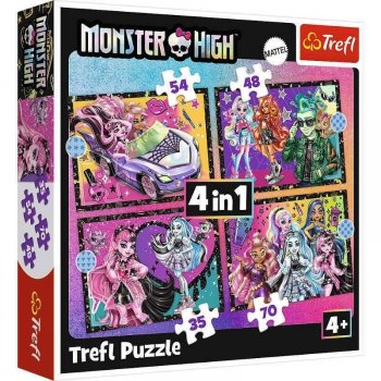 Puzzle 4w1 Elektryzujące dzień Monster High 34655 Trefl