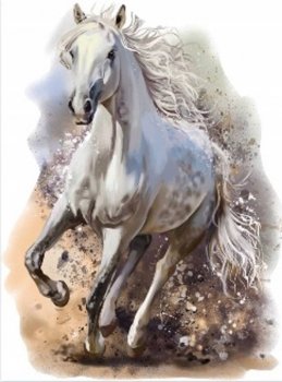 Diamentowa mozaika Biały koń w galopie 30x40cm 1009428