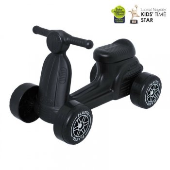 PLASTO Hulajnoga czterokołowa z cichymi kółkami 60kg 18mc+ Czarna PLA1087