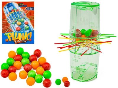 Gra Zręcznościowa Typu Bierki PLUNK Spadające Kulki, Wieża + Kolorowe Kuleczki