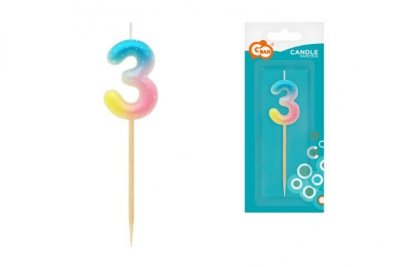 GODAN Świeczka piker Cyfra3 ombre pastel SF-POP3 73819