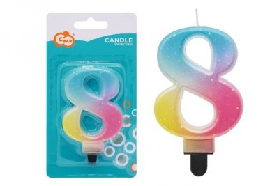 GODAN Świeczka Cyferka 8 ombre pastel 8cm SF-OPA8 74922