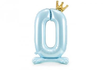 PARTYDECO Stojący balon foliowy cyfra 0 84cm błękit 67704
