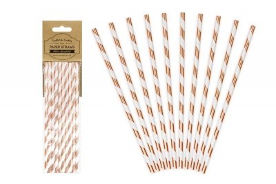 PARTYDECO Słomki papier.jasne różowe złoto 19,5cm A10 74139