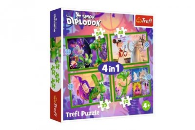 TREFL PUZZLE 4w1 Świat Smoka Diplodoka/ Human Film 34663