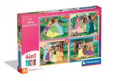 CLEMENTONI - PUZZLE CLE puzzle 4w1 SuperKolor Disney Princess 21746