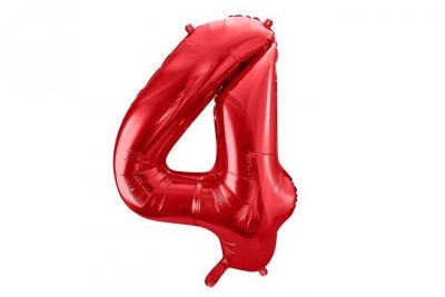 PARTYDECO Balon fol.Cyfra 4 86cm czerwony 68862