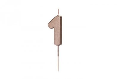 PARTYDECO Świeczka urodz.Cyferka 1 róż.złoto 4,5cm 36468
