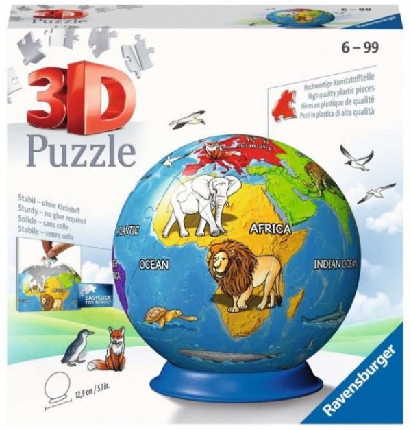 Ravensburger Polska Puzzle 72 elementy 3D Kula, Dziecinny Globus