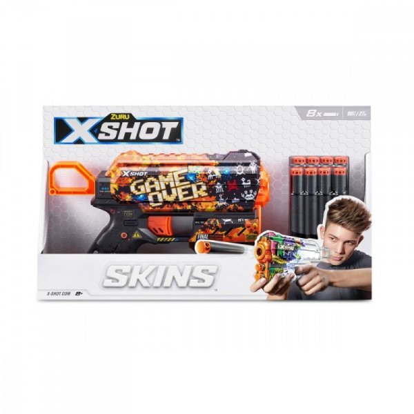 ZURU X-Shot Wyrzutnia wzór E SKINS-FLUX (8 Strzałek)
