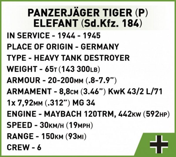 Cobi Klocki Klocki Panzerjager Tiger (P) Elefant