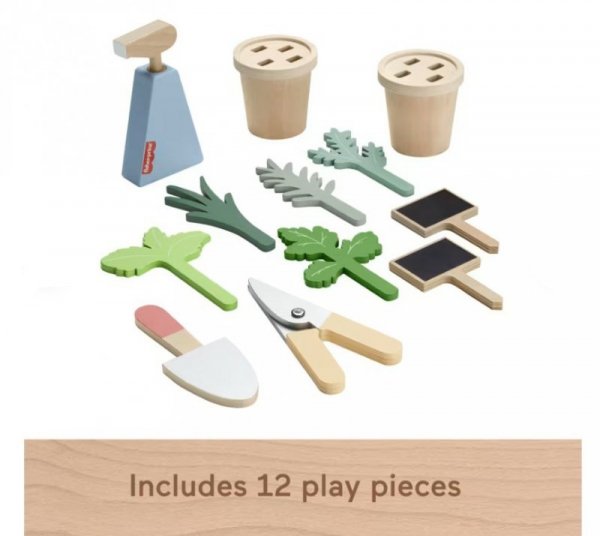 Fisher Price Wooden Mały ogrodnik zestaw drewnianych roślin i narzędzi