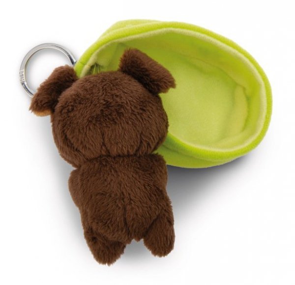 NICI 49990 Brelok Sleeping Pets pies brązowy 8cm, koszyk zielony