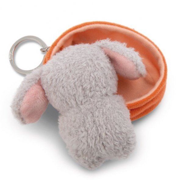NICI 49991 Brelok Sleeping Pets pies pudel szary 8cm, koszyk pomarańczowy