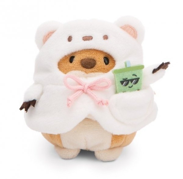 NICI 61146 Maskotka Pies Hiro 8cm z herbatą bąbelkową i kostiumem niedźwiedzia polarnego w pudełku prezentowym MyMochi