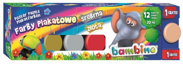 Farby plakatowe 12kol 20ml Bambino p5 MAJEWSKI mix cena za 1 szt
