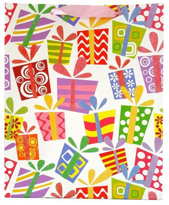 Torebka ozdobna prezentowa prezenty 4wz 1340B 26x32x12cm p12, mix cena za 1 szt