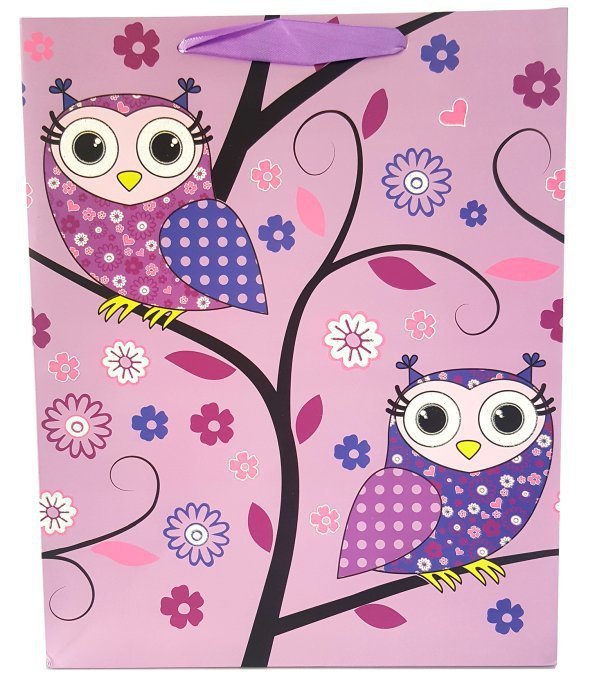 Torebka ozdobna prezentowa sowy 1143B 26x32x12cm p12, mix cena za 1 szt