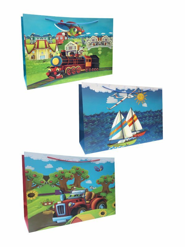 Torebka ozdobna prezentowa Chłopięca JP9185H SD20 60x40x20 cm szerokie dno, mix cena za 1 szt