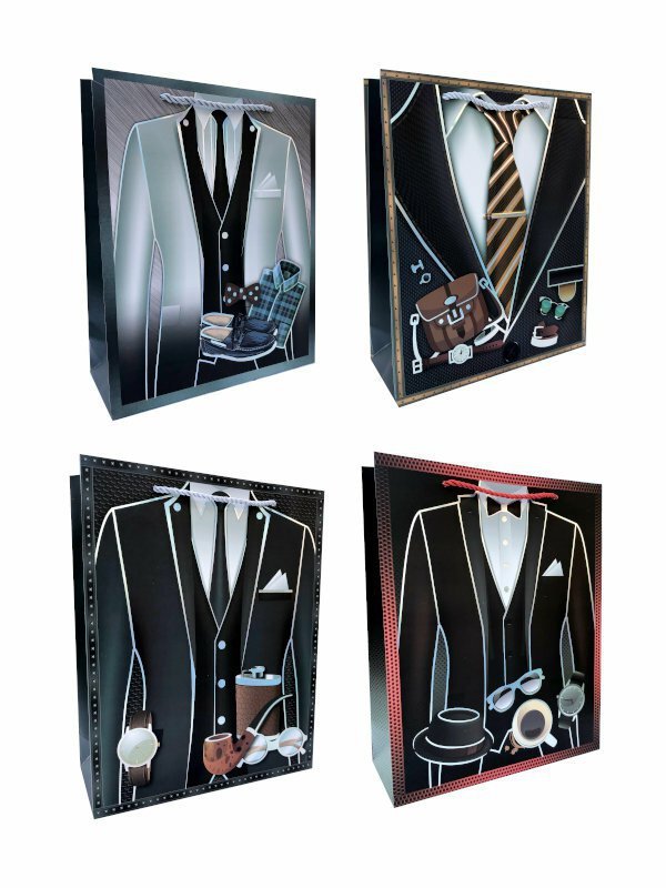 Torebka ozdobna prezentowa Męska 9853C 18x23x10cm p12, mix cena za 1 szt