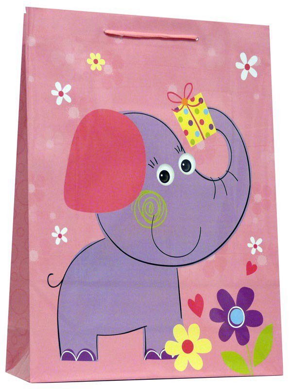Torebka ozdobna prezentowa laminowana Zwierzątka 012A 32x44x11cm p12, mix cena za 1 szt