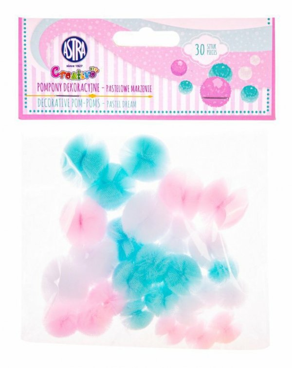 Pompony koronkowe Pastelowe marzenie 30 sztuk ASTRA