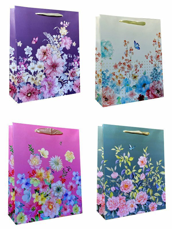Torebka ozdobna prezentowa 4wz Kwiaty 17,7x23,5x8cm JP529C mix cena za 1 szt