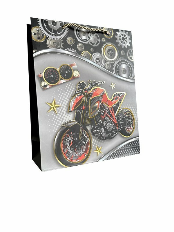 Torebka ozdobna prezentowa 4wz 18x23x10cm JP 622C Motory mix cena za 1 szt
