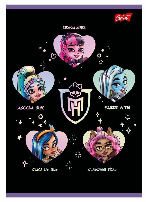 Zeszyt A5 32k linia dwukolorowa laminowany MONSTER HIGH mix cena za 1 szt