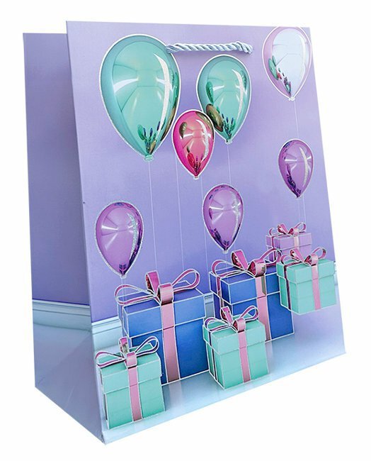 Torebka ozdobna prezentowa Balony, prezenty JP-A937C 18x23x10cm mix cena za 1 szt
