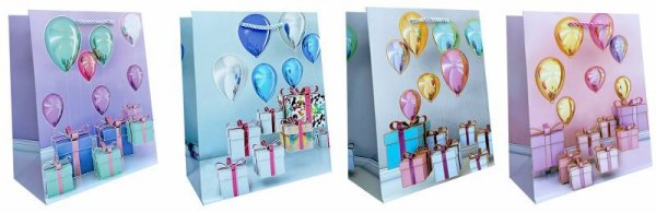 Torebka ozdobna prezentowa Balony, prezenty JP-A937B 26x32x10cm mix cena za 1 szt