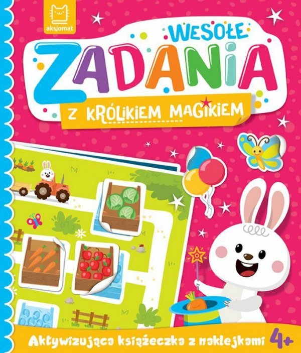 Książeczka Wesołe zadania z królikiem magikiem. Aktywizująca książeczka z naklejkami 4+