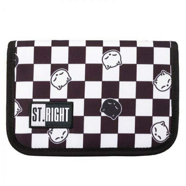 PROMO Piórnik dwuklapkowy bez wyposażenia ST.RIGHT PC-03 Chess Cats