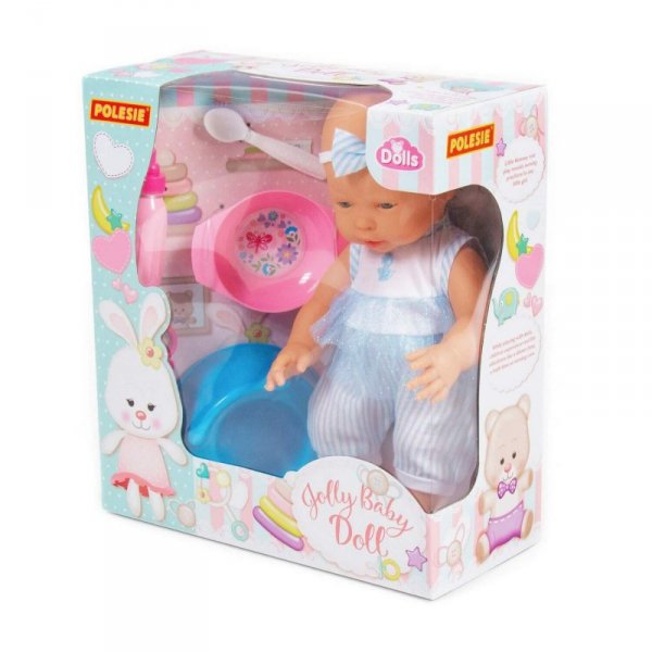 Polesie 78384 Lalka wesoły Bobas 35cm ze smoczkiem + akcesoria 4-elementy, pudełko