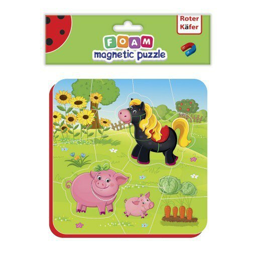 Piankowe puzzle z magnesem Koń i świnki RK5010-08