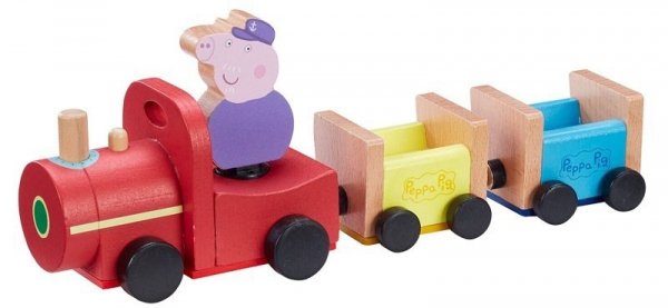 PROMO Peppa Pig - Drewniany pociąg z figurką Świnka Peppa 07210