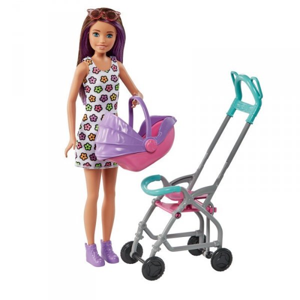 Barbie Lalka Opiekunka Skipper Wózek + bobas GXT34 p3 MATTEL