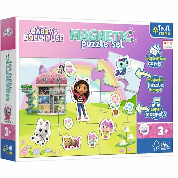 Puzzle magnetyczne Poznaj świat Gabi. Koci Domek Gabi. Gabby&#039;s Dollhouse 93383 Trefl