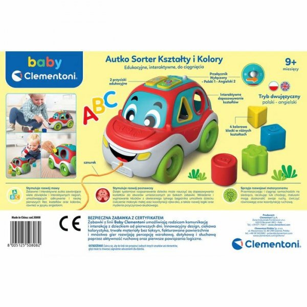 Clementoni Baby Autko Sorter Kształty i Kolory 50808