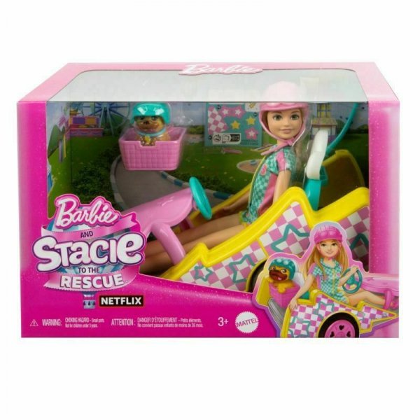 PROMO Barbie Gokart Stacie Pojazd filmowy i lalka HRM08 MATTEL