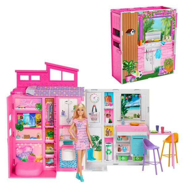 PROMO Barbie Przytulny domek + Lalka zestaw HRJ77 p2 MATTEL
