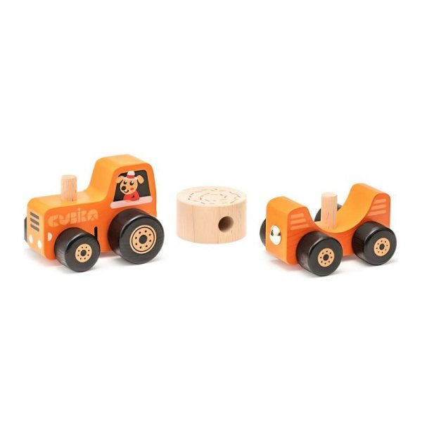 Drewniany traktor z przyczepą 15351 Cubika