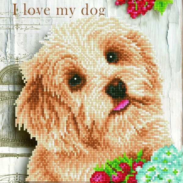 Haft diamentowy Diamond Dotz Diamentowa mozaika I love my dog 31,7x31,7cm DDK5049