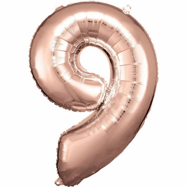 Balon foliowy duża cyfra 9 różowe złoto 60x86cm 9906284