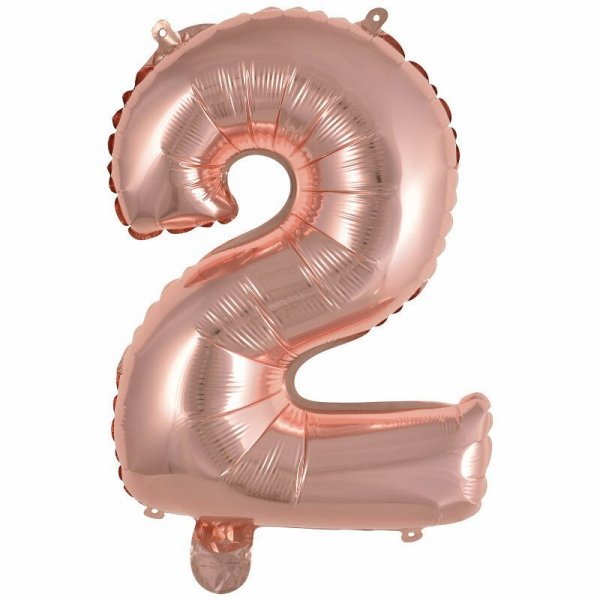 Balon foliowy mini cyfra 2 różowe złoto 37,5x40cm 9909690