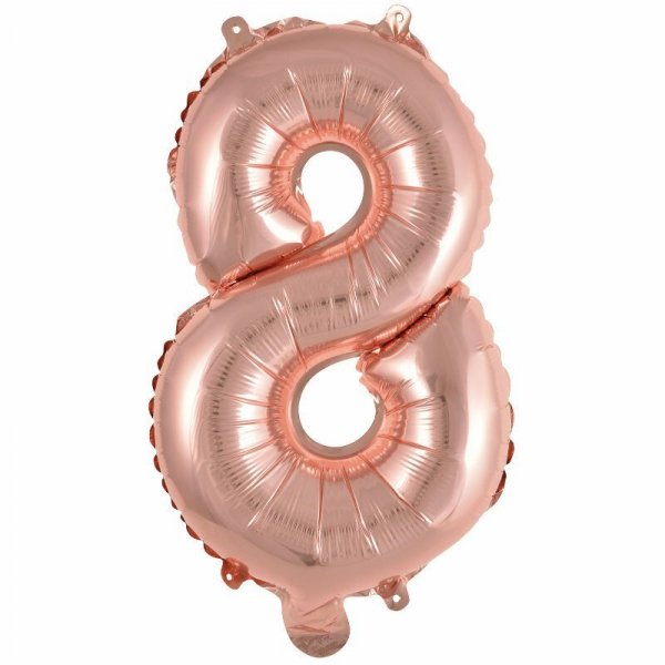 Balon foliowy mini cyfra 8 różowe złoto 29x40cm 9909696