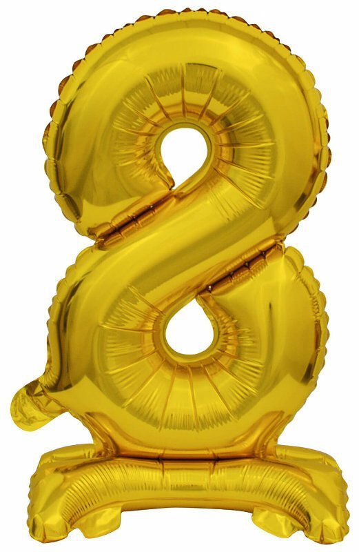 Balon foliowy mini cyfra 8 ze stopką złoto 22x40cm 9910076