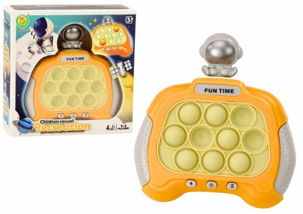 Gra sensoryczna, konsola Pop-It Kosmonauta, światło, dźwięk, żółta 18275